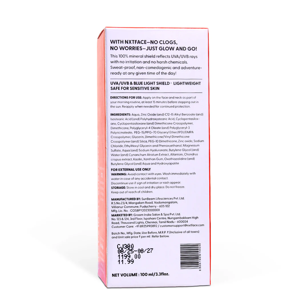 NXTFACE 100% Mineral Sunscreen - SPF 50 PA++++ | 100ml - Image 13